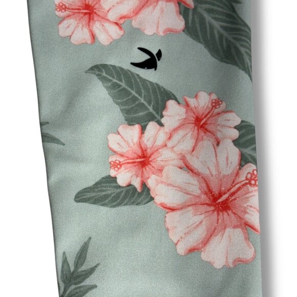 Glyder High Power Womens Skinny Leg Ankle Leggings Green Tropical Bloom Medium - Picture 5 of 7